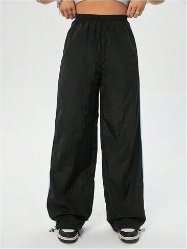 SHENHE Women's Elastic Waist Casual Parachute Pants Y2k Low Rise Loose Pants Track Pants in Saudi Arabia