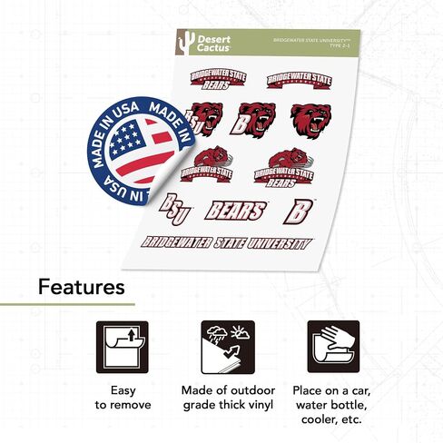 Desert Cactus Bridgewater State University Stickers BSU Bears Vinyl Decals Laptop Water Bottle Car Scrapbook 13.43x10.98 Sheet T2 (Type 2) in Saudi Arabia