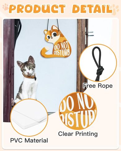 Putuo Decor Do Not Disturb Sign Welcome Please Knock, Cute Cat Door Sign Decor Reversible Double Sided Aesthetic Hanger Plaque for Room Front Door Porch Home Decor, Cat Lover Gifts Black in Saudi Arabia