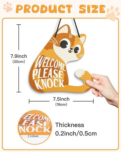 Putuo Decor Do Not Disturb Sign Welcome Please Knock, Cute Cat Door Sign Decor Reversible Double Sided Aesthetic Hanger Plaque for Room Front Door Porch Home Decor, Cat Lover Gifts Black in Saudi Arabia