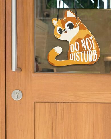 Putuo Decor Do Not Disturb Sign Welcome Please Knock, Cute Cat Door Sign Decor Reversible Double Sided Aesthetic Hanger Plaque for Room Front Door Porch Home Decor, Cat Lover Gifts Black in Saudi Arabia