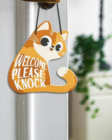 Putuo Decor Do Not Disturb Sign Welcome Please Knock, Cute Cat Door Sign Decor Reversible Double Sided Aesthetic Hanger Plaque for Room Front Door Porch Home Decor, Cat Lover Gifts Black in Saudi Arabia
