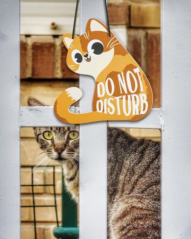 Putuo Decor Do Not Disturb Sign Welcome Please Knock, Cute Cat Door Sign Decor Reversible Double Sided Aesthetic Hanger Plaque for Room Front Door Porch Home Decor, Cat Lover Gifts Black in Saudi Arabia
