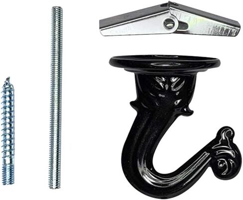 6 مجموعات من خطافات السقف من Xiaokeis، وخطافات تبديل غنيمة مع أجنحة تبديل الأجهزة لتركيب السقف وخطافات معدنية شديدة التحمل لتعليق النباتات والسلة والمظلة (أسود) in Kuwait