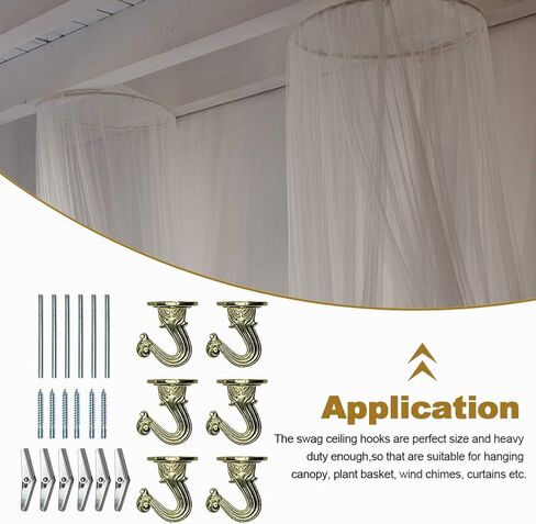 6 مجموعات من خطافات السقف من Xiaokeis، وخطافات تبديل غنيمة مع أجنحة تبديل الأجهزة لتركيب السقف وخطافات معدنية شديدة التحمل لتعليق النباتات والسلة والمظلة (أسود) in Kuwait