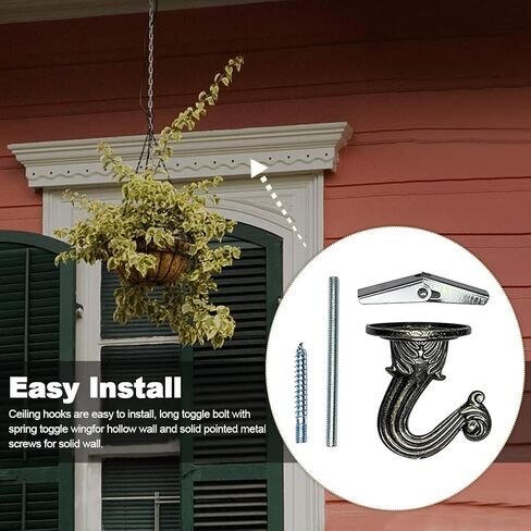 6 مجموعات من خطافات السقف من Xiaokeis، وخطافات تبديل غنيمة مع أجنحة تبديل الأجهزة لتركيب السقف وخطافات معدنية شديدة التحمل لتعليق النباتات والسلة والمظلة (أسود) in Kuwait