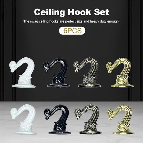 6 مجموعات من خطافات السقف من Xiaokeis، وخطافات تبديل غنيمة مع أجنحة تبديل الأجهزة لتركيب السقف وخطافات معدنية شديدة التحمل لتعليق النباتات والسلة والمظلة (أسود) in Kuwait