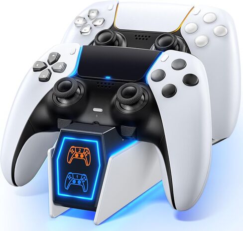 محطة شحن PS5 متوافقة مع Playstation 5 Edge ووحدة التحكم المزدوجة، ومحطة شاحن وحدة التحكم PS5 مع مؤشرات LED، وقاعدة شحن ملحقات PS5 Slim، وشاحن جهاز التحكم عن بعد PS5 مع كابل in Kuwait