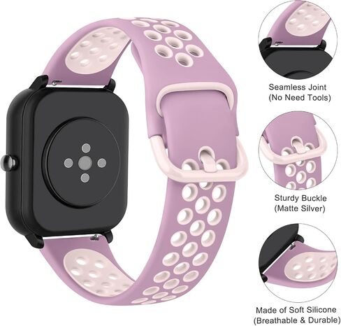 Amzpas Silicone Bands for Amazfit Bip 3 Pro/Bip 3/Bip U Pro/Bip U/GTR 42mm,3 Pack 20mm Soft Bicolor Quick Release Wristband in Saudi Arabia