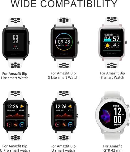 Amzpas أربطة سيليكون لـ Amazfit Bip 3 Pro/Bip 3/Bip U Pro/Bip U/GTR 42 مم، 3 عبوات 20 مم سوار معصم ناعم ثنائي اللون سريع الإصدار in Saudi Arabia