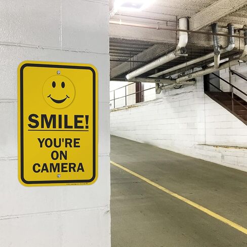 SmartSign "Smile You're On Camera" Sign | 12" x 18" Aluminum in Saudi Arabia