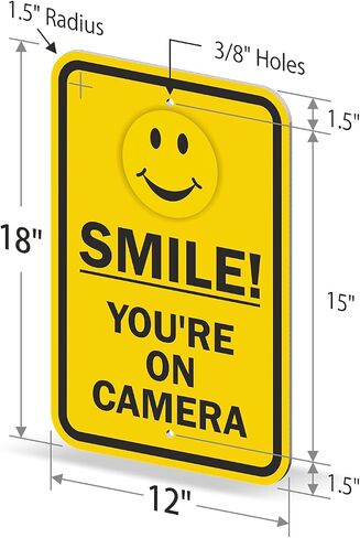 SmartSign "Smile You're On Camera" Sign | 12" x 18" Aluminum in Saudi Arabia