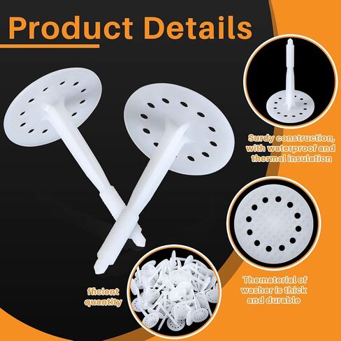 250 Pcs 10cm Heavy Duty Plastic Insulation Masonry Fasteners, Durable Anchors Fasteners for Fixing and Fastening Rigid Foam Insulation Board Panels in Saudi Arabia