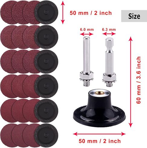 AUSTOR 180 Pcs Sanding Discs 2 Inch Quick Change Disc with 1/4'' Holder Surface Conditioning Disc 36/60/80/120/180/240 Grit Grinding Disc for Polish Finish Burr Rust Paint Removal in Saudi Arabia