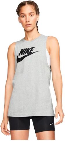 Nike Sportswear Women's Muscle Tank Top (Small, Dark Grey Heather/Black) in Saudi Arabia