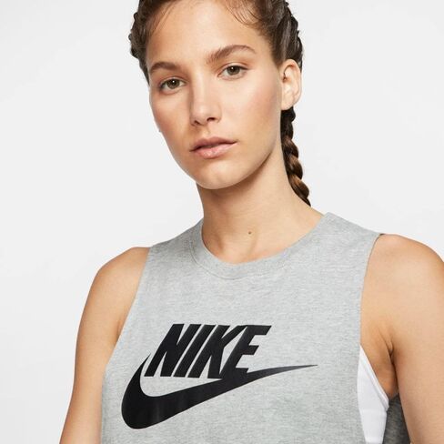 Nike Sportswear Women's Muscle Tank Top (Small, Dark Grey Heather/Black) in Saudi Arabia
