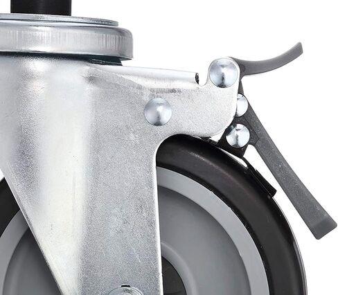 5" Swivel Caster Wheels for Wire Shelving, Industrial Grade with Brake, Adjustable Fit for 1" Post (Outside Diameter), 600 Lbs. Capacity per Caster, Set of 4 in Kuwait