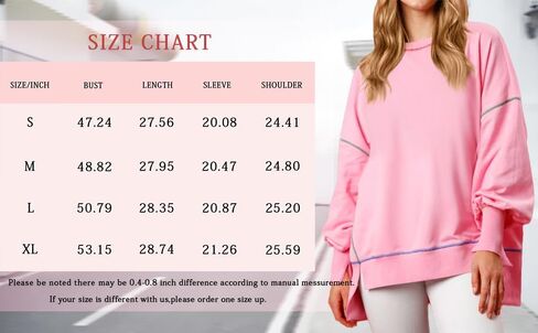 Chvity Women's Oversized Crewneck Sweatshirt Long Sleeve Casual Pullover Tops Lightweight Loose Comfort Colors Sweatshirts in Saudi Arabia