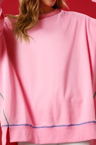 Chvity Women's Oversized Crewneck Sweatshirt Long Sleeve Casual Pullover Tops Lightweight Loose Comfort Colors Sweatshirts in Saudi Arabia