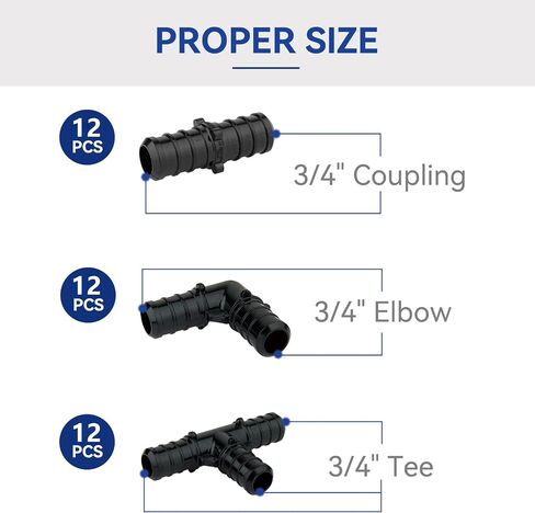 (Pack of 60) 1/2" PEX Fittings,90 Degree Elbow (20 PCS) + Tee (20 PCS) + Straight Coupling (20 PCS),Pex Brass Crimp Fitting Combo for PEX Pipe Tubing Connection,ASTM F1807 in Saudi Arabia