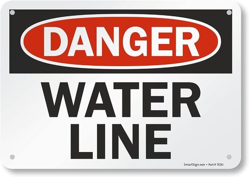 SmartSign "Danger - Water Line" Sign | 7" x 10" Aluminum in Saudi Arabia