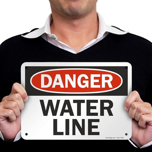 SmartSign "Danger - Water Line" Sign | 7" x 10" Aluminum in Saudi Arabia