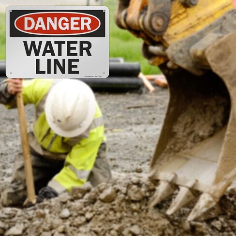 SmartSign "Danger - Water Line" Sign | 7" x 10" Aluminum in Saudi Arabia