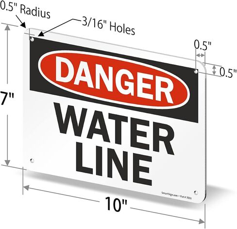 SmartSign "Danger - Water Line" Sign | 7" x 10" Aluminum in Saudi Arabia