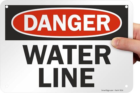 SmartSign "Danger - Water Line" Sign | 7" x 10" Aluminum in Saudi Arabia
