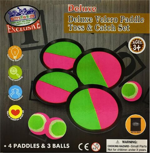 مجموعة ألعاب التجديف الفاخرة من ماتي توي ستوب (خطاف وحلقة) مع 4 مجاديف و3 كرات وحقيبة تخزين - لعبة كلاسيكية خارجية، مثالية للشاطئ أو الفناء الخلفي أو في المنزل! in Kuwait