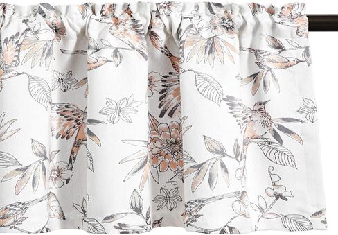 VOGOL Decorative Kitchen Curtain Valance, Floral Leaves Pattern Drapes for Living Room, 1 Panel Light Filtering Rod Pocket Window Treatment, 52 x 18 in in Saudi Arabia