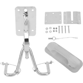 Quick Release Snap Davits Set with Handle Pad, Stainless Steel Boat Snap Davit, Quick Davits System, Inflatable Boats Hardware, Yacht Dinghy Instant Lock System (With White Armrests)