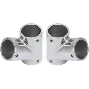 1 Pair Boat Handrail Fittings, 60 Degree Marine Grade Handrail Fitting 316 Steel Polishing Marine Hardware Parts Left Right Tee for Yachts