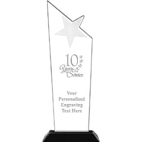 Crown Awards 10 Years of Service Personalized Acrylic Trophy, 10.75" Engraved Custom Galaxy Star Acrylic, Engraving Included Prime