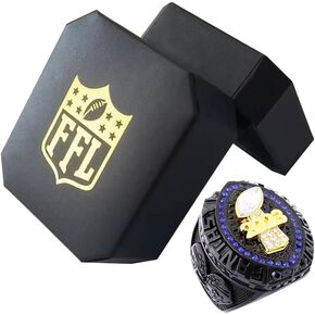 2023 Fantasy Football Championship Ring | Heavy FFL Champion Ring | Gold Silver Tone Plated Award Trophy for Fantasy Football League Winner