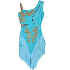LIUHUO Latin Dance Dress Hollow Suspender Tassel Hem Show, Party, Competition Performance