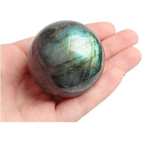 Acxico 1Pcs 40mm Labradorite Sphere Natural Quartz Crystal Ball Meditation Healing Reiki Stone