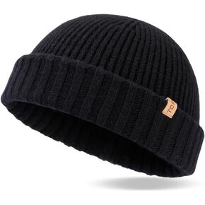 TOP-EX XL/XXL 100% Merino Wool Fisherman Beanie Hats for Men Women, Knit Cuff Trawler Beanie