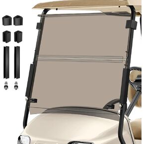 Golf Cart Foldable Windshield 3/16" (5MM) Thicken Only Fits 2014+ EZGO TXT with 1"×1" Strut Rail Front Folding Acrylic Windshield Replacement to Shield UV, Included Mounting Hardware - Clear