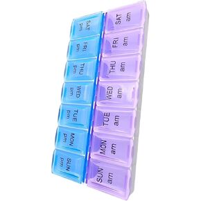 Rock Ridge Twice a Day Pill Organizer - Sunday Through Saturday Container for Vitamins and Pills A.M. P.M. (1)