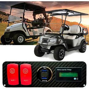 Carbon Fiber Golf Ball Holder Dash Cover Plate USB Charger Battery Meter Aux Switch Compatible with EZGO TXT PDS Electric Cart 36v 48v