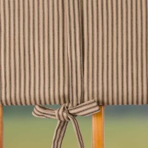 York Ticking Roll Tie Valance Black and Nutmeg 26" x 36" Lined Cotton Valance by Raghu