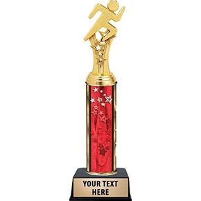 Running Trophy, 11" Red Stars Running Trophy Awards with 5 Lines of Custom Text Prime