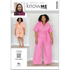 Misses' Notched Collar Romper and Jumpsuit Sewing Pattern Packet by Brittany J. Jones, Design Code ME2063, Sizes 10-12-14-16-18, Multicolor