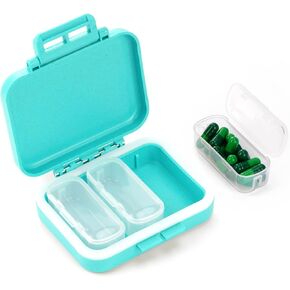 Pill Case with 3 Removable Compartments for Day Pill Organization. AM-PM Travel Pill Organizer for Vitamins, Fish Oil & Medicine. Fits Pocket or Purse (3 Pack, Khaki)