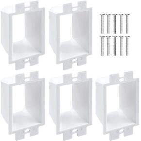 5PCS BE1-2 Electrical Outlet Box Extenders with 10PCS Screws, 1-Gang Box Extender Single Gang Box Extender Electric Box Extender 1 Gang Power Outlet Accessories (White)