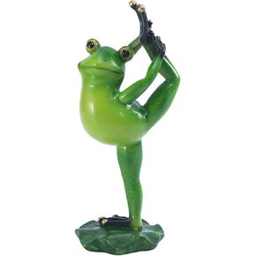 Queemie® Funny Dancing Frog Figurine, Yoga Pose Toad Zen Dancer Sculpture Statue, Mascot Frogs Animal Resin Crafts Collectible Figurines for Home Office Yard Garden Decoration