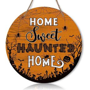 Halloween Signs Decor, Witch's Kitchen Wickedly Delicious Stirring Up Magic Round Wood Sign Hanging Plaque, Classic Home Bar Cafe Farmhouse Wooden Decoration (12 Inch, Black)