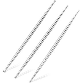 ideayard Facial Reflexology Massage Tool 3 Pieces Stainless Steel Acupuncture Pen Double Headed Ear Acupuncture and Body Point Probe Pen
