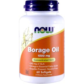 NOW Borage Oil 1000mg, 60 Softgels (Pack of 2)
